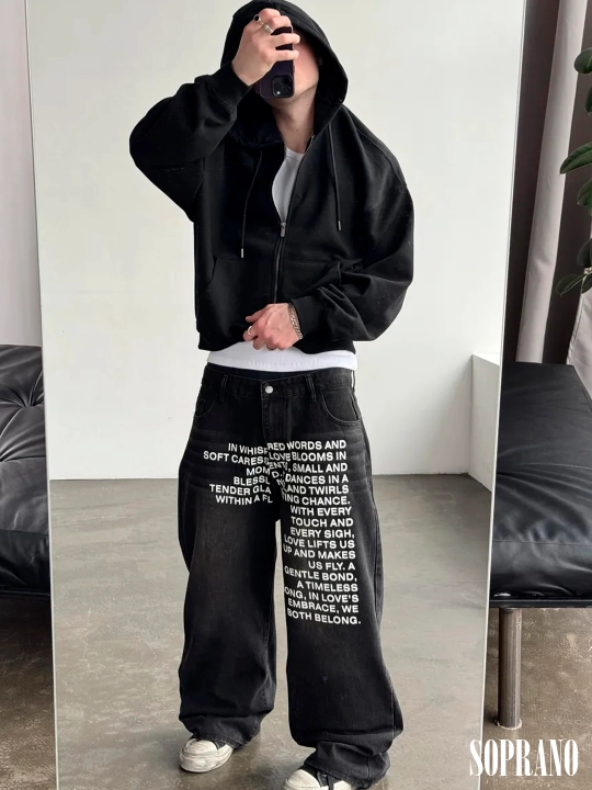 ETHER keng baggy jinsilar, erkaklar, ayollar va o‘smirlar uchun, o‘lchamlar S–XXXL