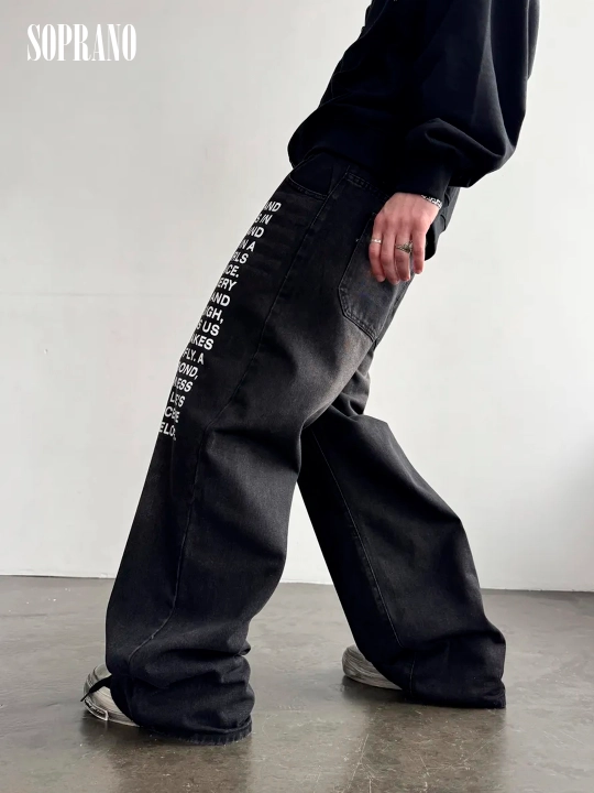 ETHER keng baggy jinsilar, erkaklar, ayollar va o‘smirlar uchun, o‘lchamlar S–XXXL