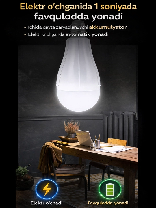 Светодиодная лампа FANALIKE 20 Вт — это LED лампа с аккумулятором и аварийным режимом