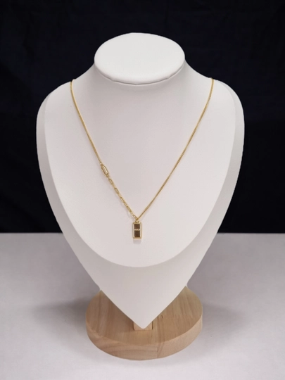 Женский кулон "GOLD" с цепочкой, из серебра 925 пробы, с позолотой, бренд "ALIXANDRA" — OOYSHA-ZANJIR1-ЗОЛОТ-GOLD