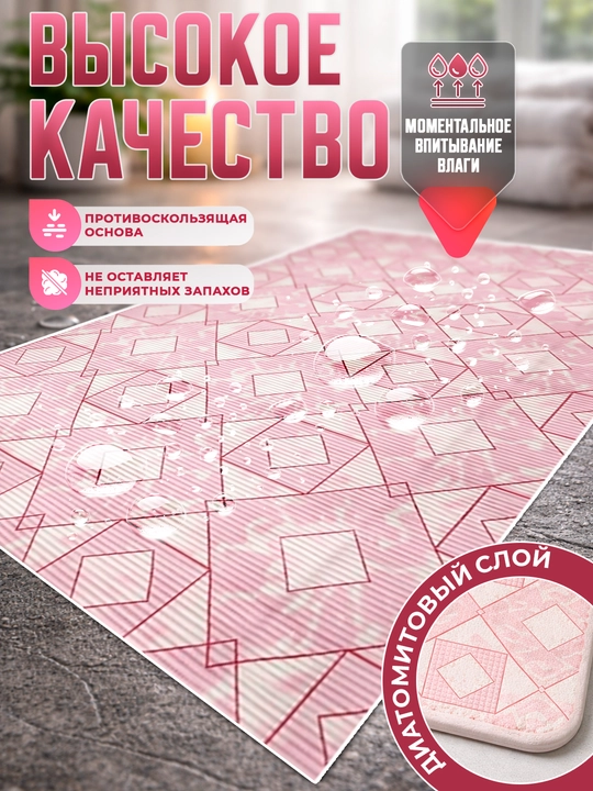 Коврик для ванной и туалета — безопасный и впитывающий влагу