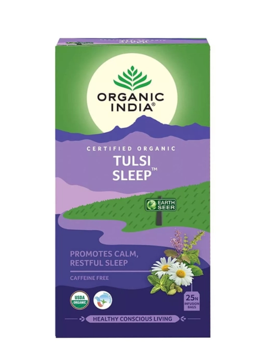 Чай Tulsi Green Tea Organic India с имбирём, лимоном и ашвагандхой, произведено в Индии 