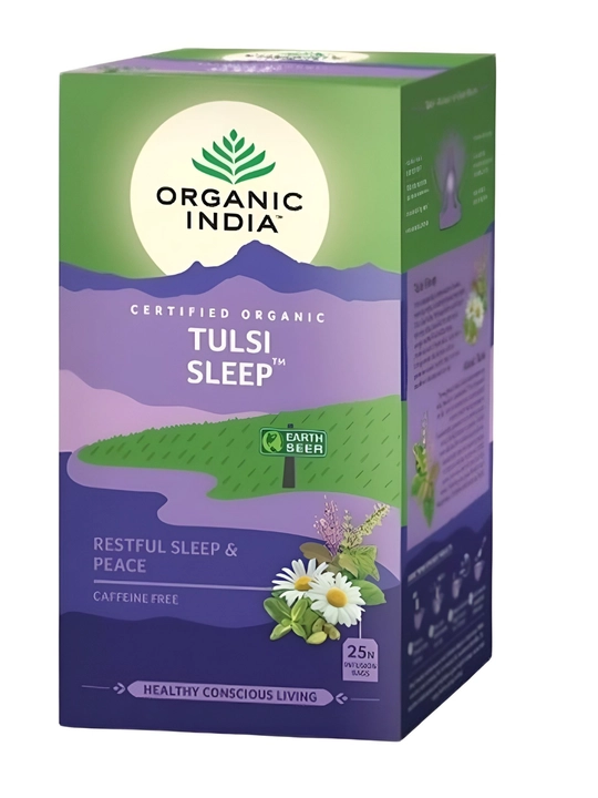 Чай Tulsi Green Tea Organic India с имбирём, лимоном и ашвагандхой, произведено в Индии 