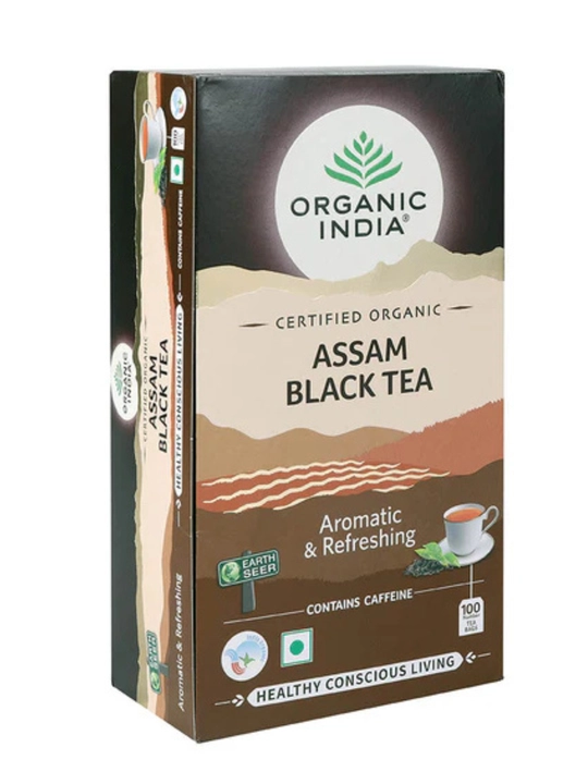 Чай Tulsi Green Tea Organic India с имбирём, лимоном и ашвагандхой, произведено в Индии 