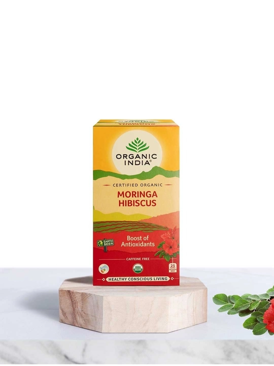 Чай Tulsi Green Tea Organic India с имбирём, лимоном и ашвагандхой, произведено в Индии 