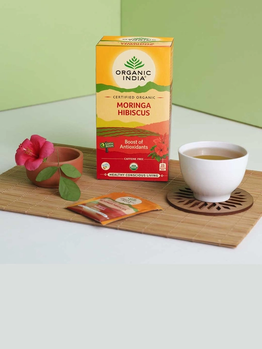 Чай Tulsi Green Tea Organic India с имбирём, лимоном и ашвагандхой, произведено в Индии 