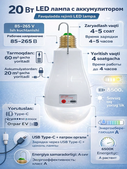 Favqulodda rejimli LED lampa - 