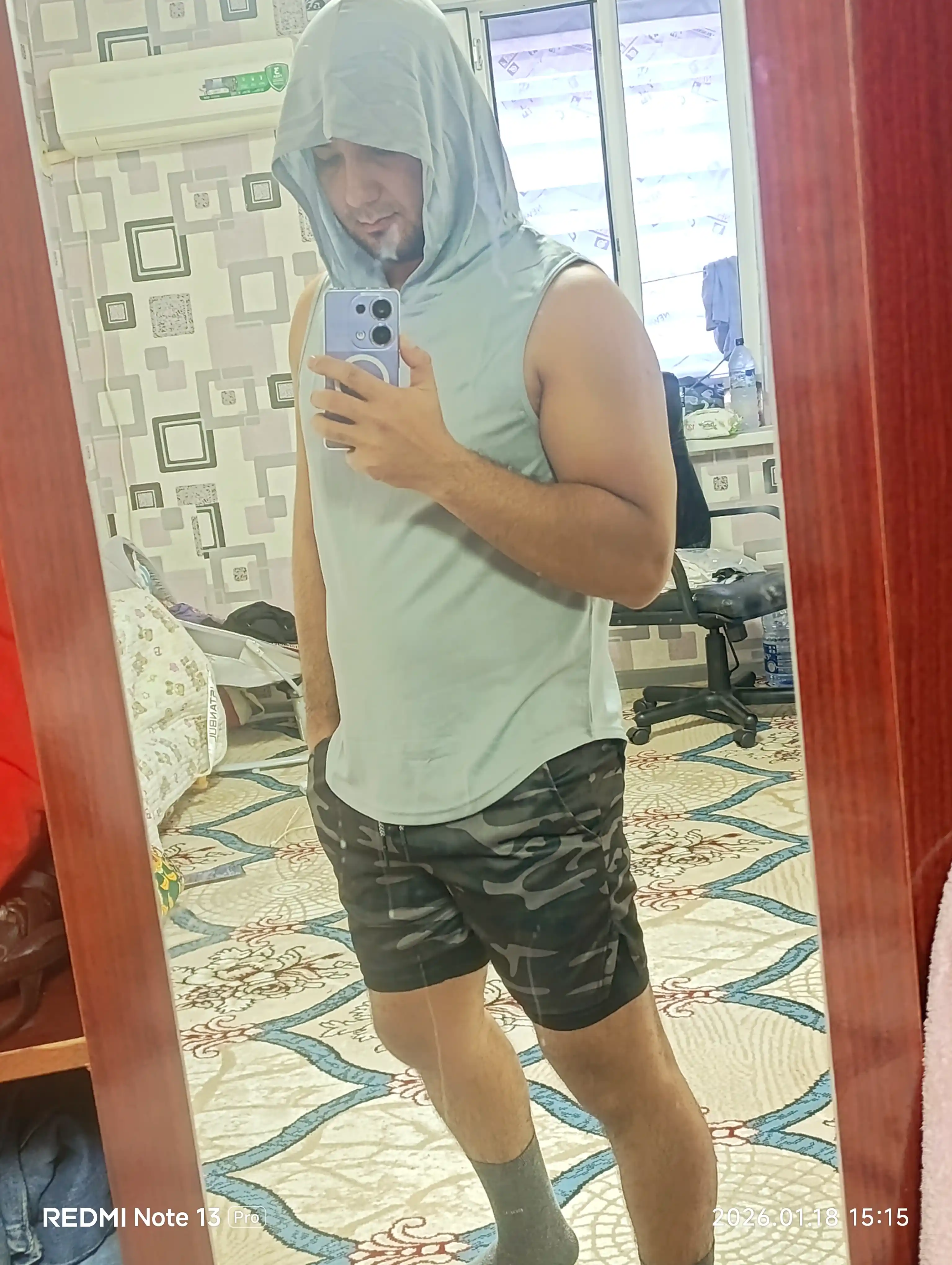 Erkaklar uchun sport shortiklari, paxta va polyester, yugurish va zal uchun