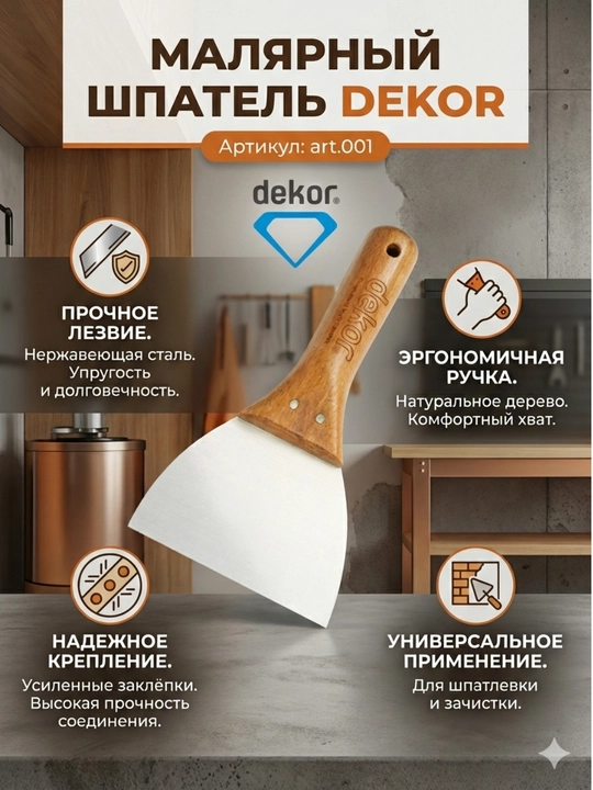 Spatel shpatlevkaga uchun DEKOR, zanglamaydigan po'lat