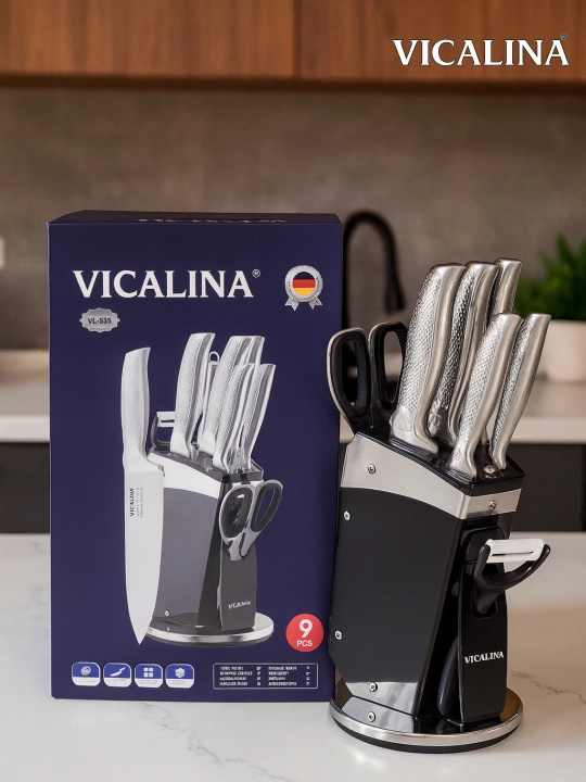 Vicalina Набор кухонных ножей на подставке Vicalina, ножи, ножницы, точилка