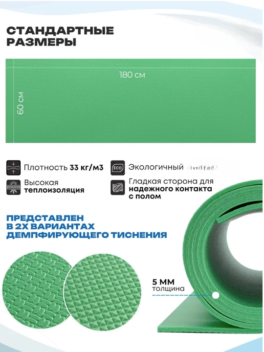 Коврик для йоги, фитнеса, пилатеса, 3 мм, нескользящий, удобный