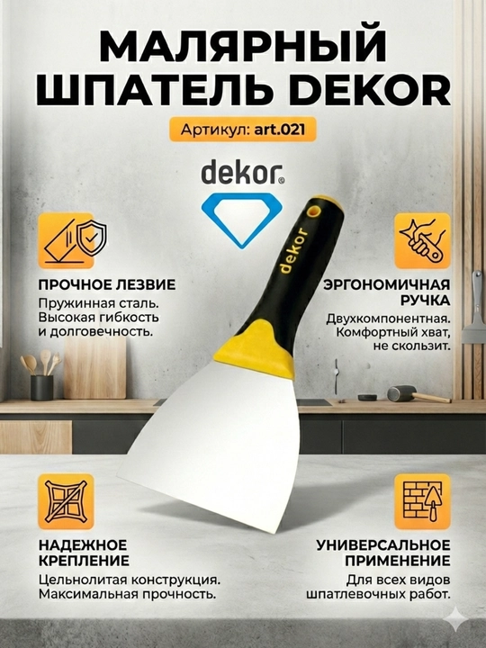 Professional Dekor shpatel, prujinali po‘lat - 