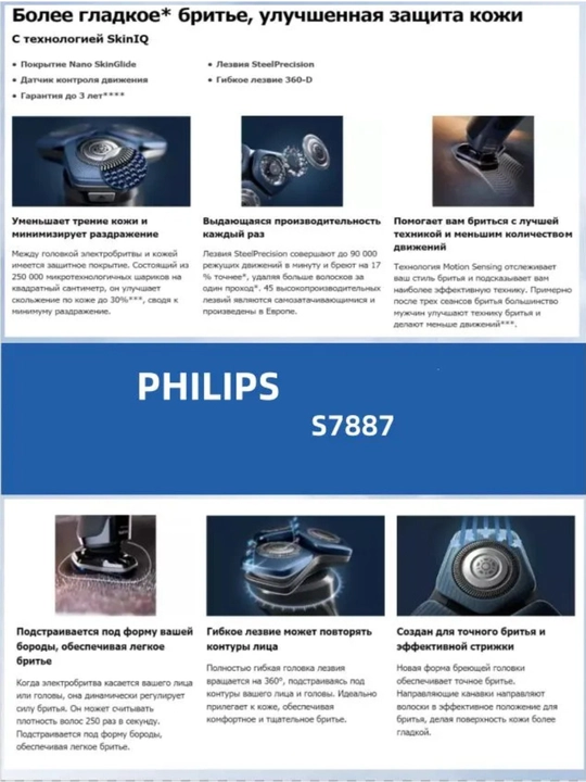 Электробритва для влажного и сухого бритья Philips S7887/82