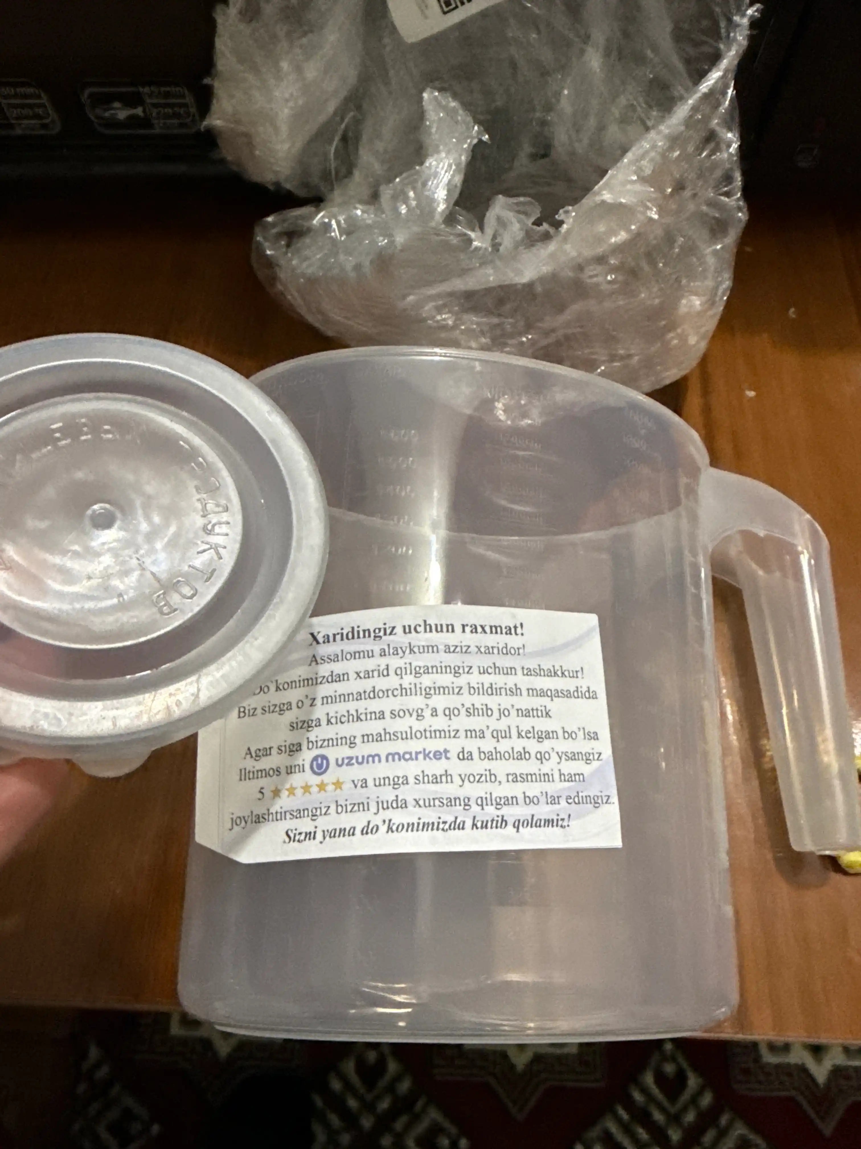 Plastmassa o‘lchov idishi, o‘lchov 0,10 litr - 0,25 litr - 0,5 litr - 1,0 litr - 1,8 litr