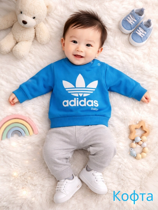 Adidas bolalar koftasi yumshoq issiq qulay 0-24 oylik sport dizayn - 
