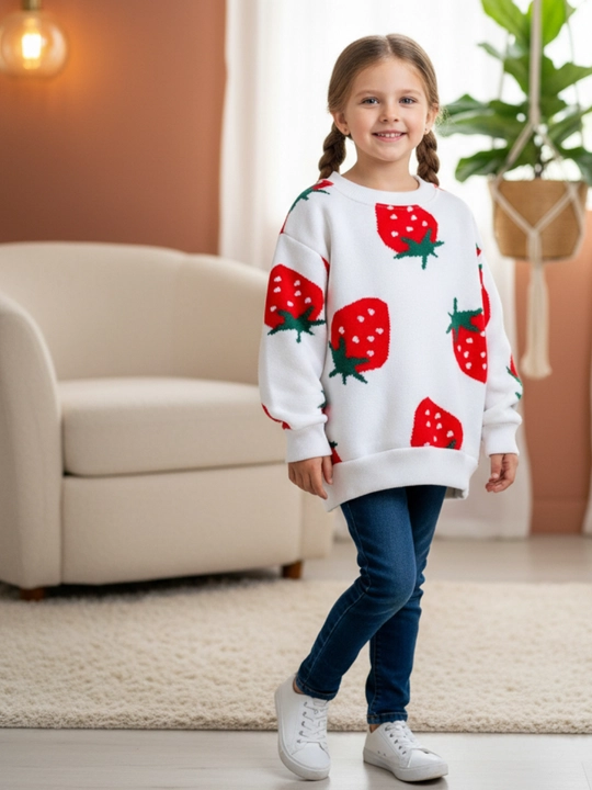 Qiz bolalar uchun svitshot "Qulupnay", kuzgi qishki nachosli oversize - 