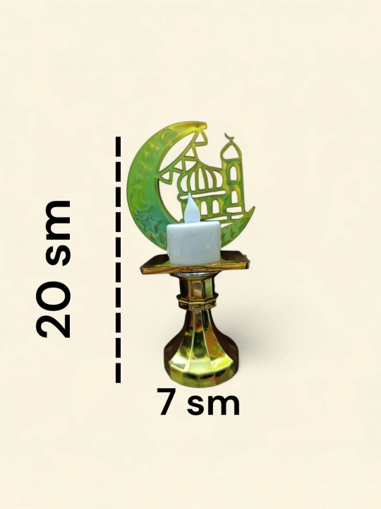 Рамаданский фонарь батарейная свеча светильник в форме полумесяца праздничный декор дома - 