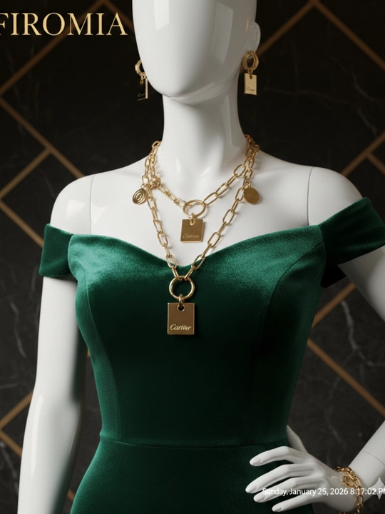 Женский набор украшений stainless steel золотой цвет стиль Cartier