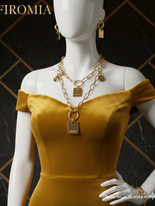 Женский набор украшений stainless steel золотой цвет стиль Cartier