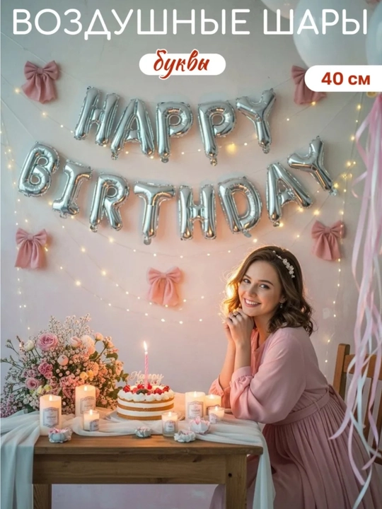 Happy Birthday sharlari, tug'ilgan kun sharlari to'plami, foto zonasi - 