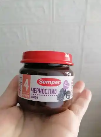 Пюре детское, фруктовое, Semper, чернослив, для первого прикорма, с 4 месяцев, 80 гр
