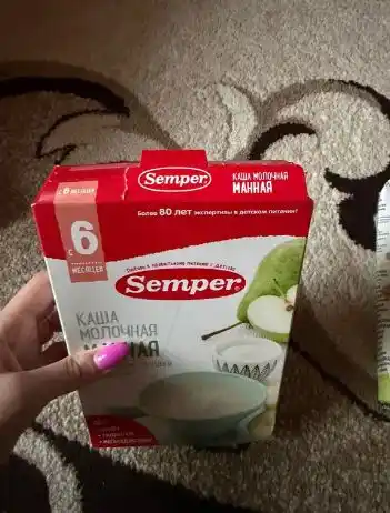 Semper yormasi, olma, nok va banan bilan, sutli, irmik, 6 oydan, shakarsiz, quruq, 180 gr
