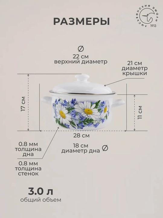 Набор кухонной посуды,, эмалированные кастрюли 1.5, 2, 3 литр