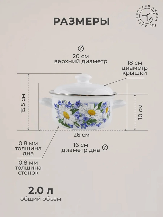 Набор кухонной посуды,, эмалированные кастрюли 1.5, 2, 3 литр