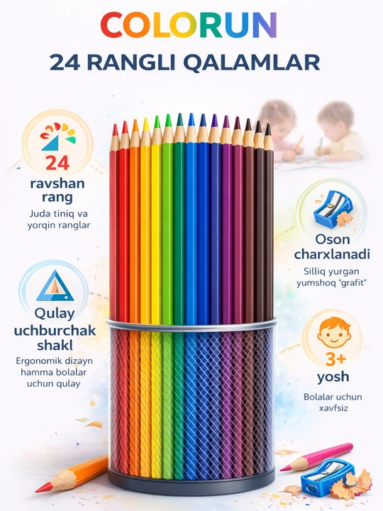 24 rangli rangli qalamlar to‘plami – ColoRun