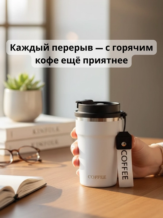 Термокружка для кофе и чая, для учёбы, путешествий и подарка из нержавеющей стали, 400 мл