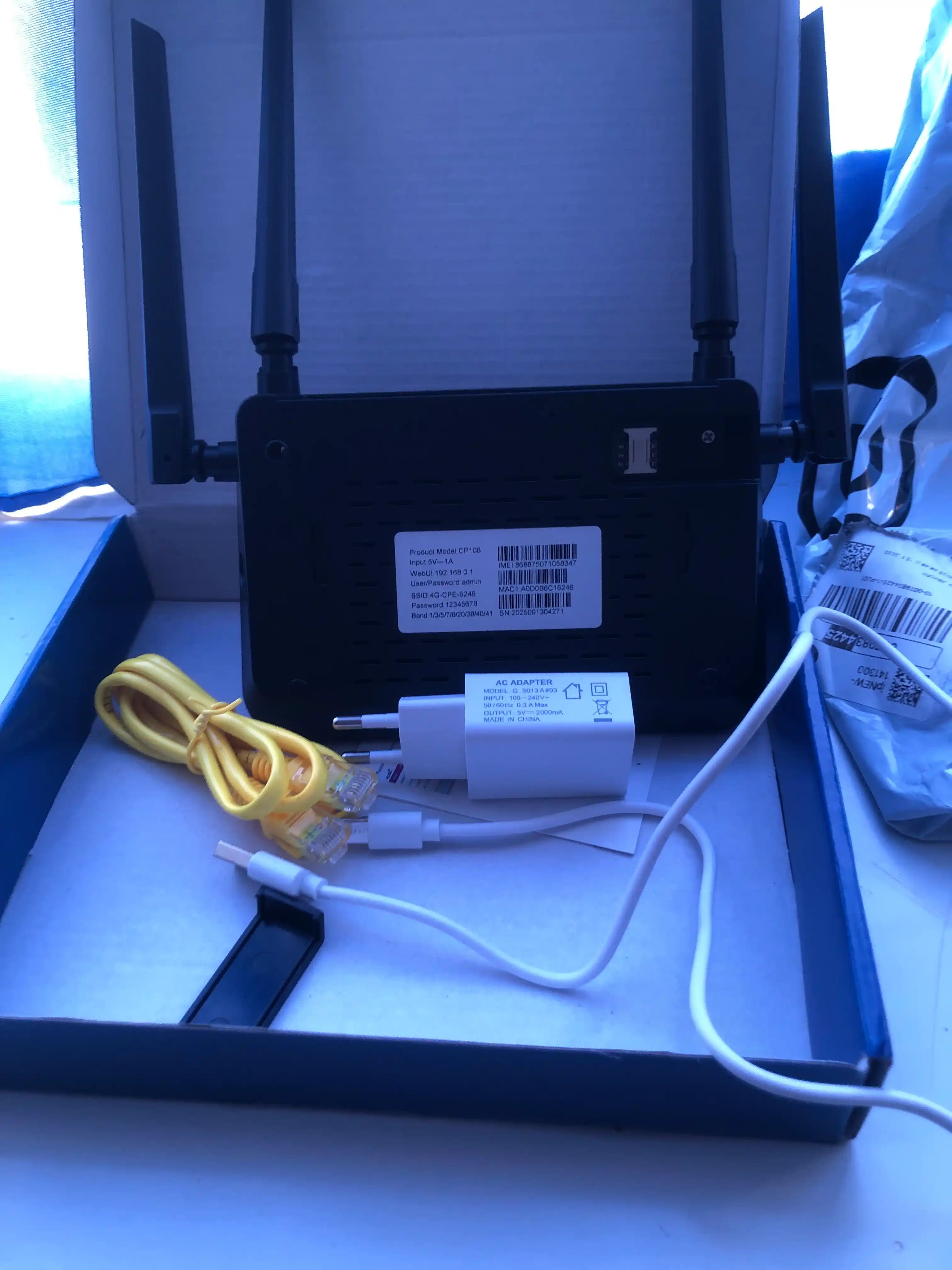 Wi-Fi router CPE, 3G, 4G+, SIM karta bilan ishlidi