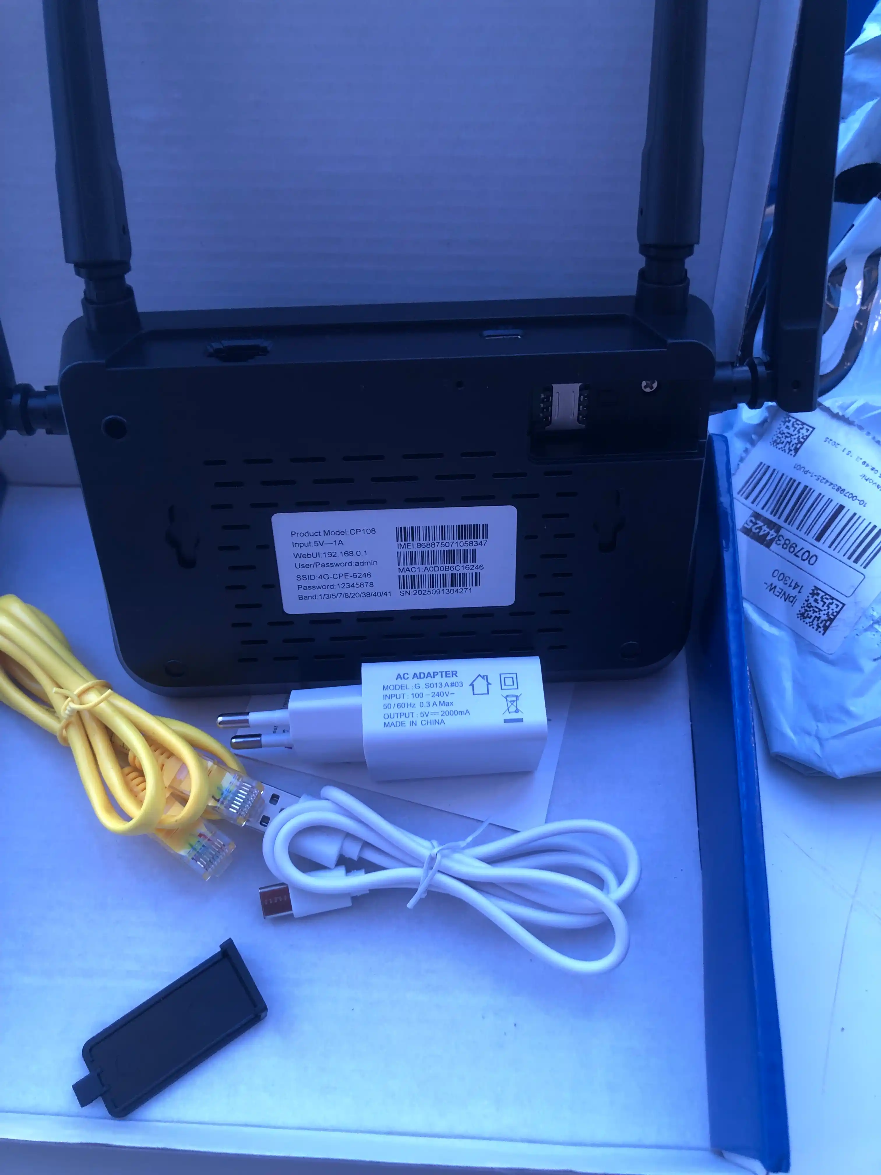 Wi-Fi router CPE, 3G, 4G+, SIM karta bilan ishlidi