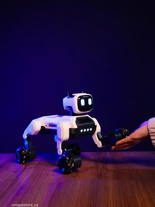Interaktiv robot it o‘yinchoq, harakatlanuvchi, LED yoritgichli, bolalar uchun aqlli o‘yin
