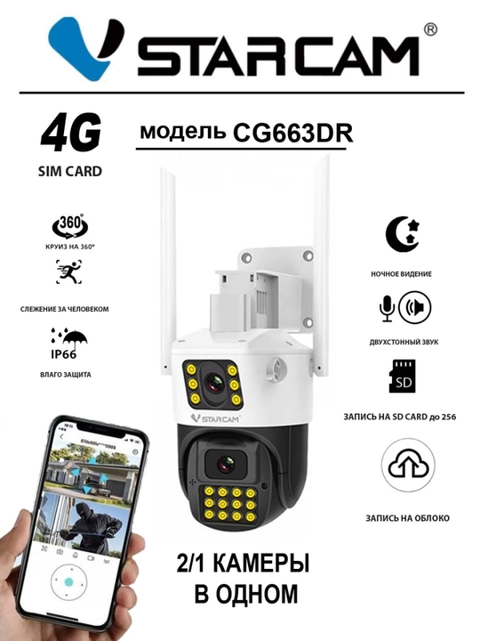 Камера от Vstarcam CS621ZS 4/1, CS621SR 3/1 также CS663DR 2/1 Wi-Fi ZOOM