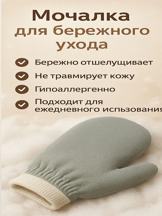Скраб-варежка, мочалка для тела, для пилинга, антицеллюлитная
