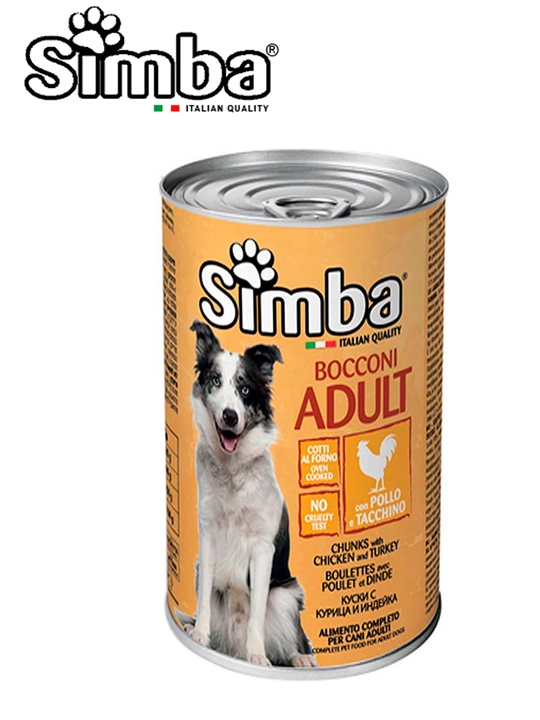 Корм для взрослых собак SIMBA с курицей и индейкой, 1230 г (MONGE)