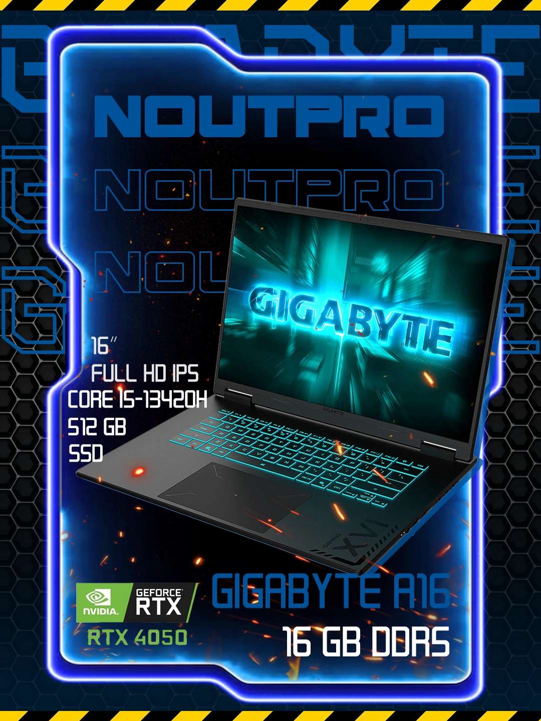 Ноутбук Gigabyte A16, Intel Core I5-13420H, 16.0 FHD IPS RTX 4050 / 6 GB RAM 16 GB/ 512 GB за 9999900 сум со скидкой 38%. Uzum Market