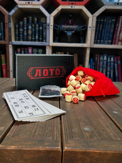 Настольная игра «Русское лото», в подарочной коробке — SW333-LOTKAROB-ЧЕРН