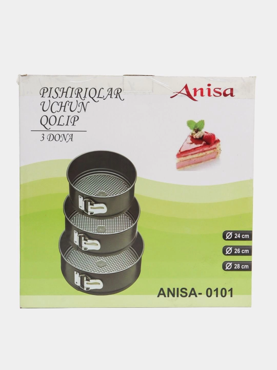 Pishiriqlar uchun ochiladigan qoliplar to'plami "Anisa", anti-prigar qoplamali, 3 dona - 