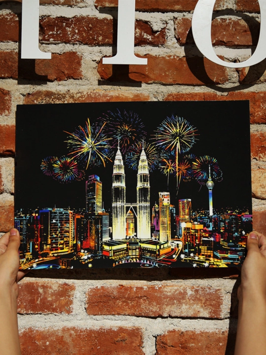 Гравюра для рисования и творчества. Для дома и офиса. Scratch Art «Знаменитые города мира»