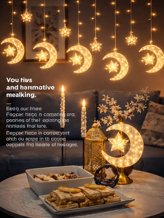 Led girlyanda Ramazom bayrami va romantik kechalar uchun uyning, ichki bezatish