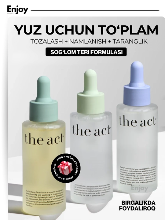 Сыворотка для кожи лица The Act, увлажняющая, очищающая, для сияния, подарочный набор