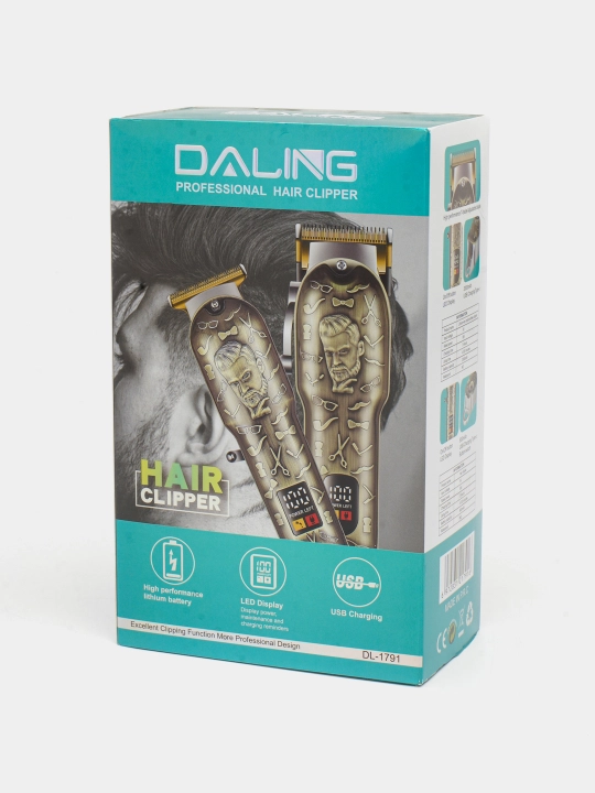 DALING Professional simsiz soch va soqol olish kesish mashinkasi, LCD displeyli trimmer