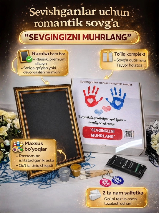 Juftlik uchun qo‘l izlari to‘plami, baxt muhri, romantik sovg‘a - 