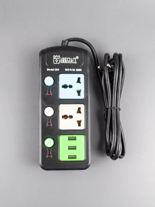 Электрический удлинитель, 2м, 3шт USB порт, 16A/2500W