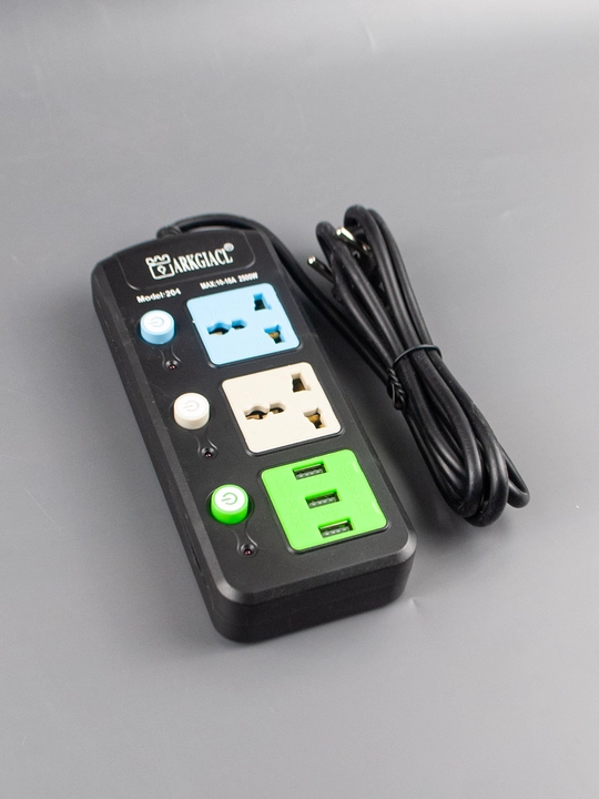 Электрический удлинитель, 2м, 3шт USB порт, 16A/2500W - 