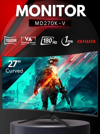 aiwa 27 monitor," 180 Gs, 240 Gs, 280 Gs, egilgan, tekis, IPS, VA,1 ms, 1 yillik kafolat - 