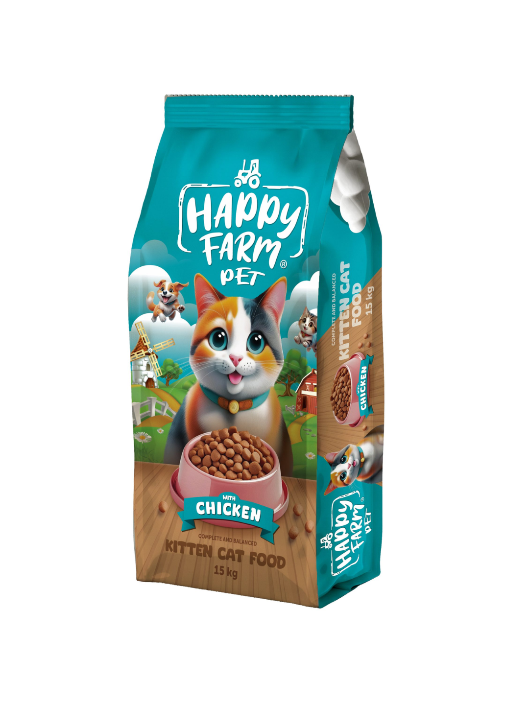 Сухой корм Happy Farm для котят и кошек, с курицей, 15 кг - 
