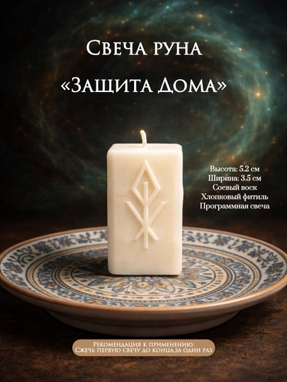 Свеча с Рунами,программная,белая,1 шт