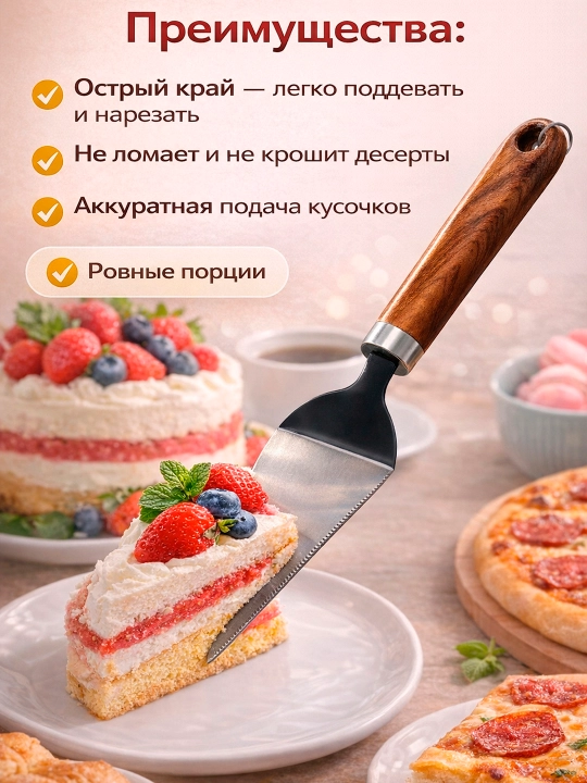 Pitsa va tort uchun oshxona lopatkasi-pichoq, kesish va tortish uchun